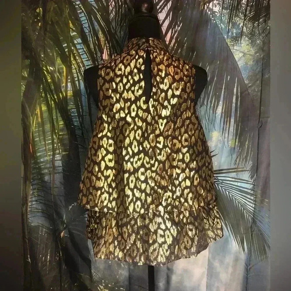Gold and Black Top with ruffle top size 6 - Picture 5 of 16
